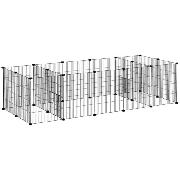 PawHut Kleintierauslauf mit Mesh-Platten schwarz 175L x 70B x 45H cm