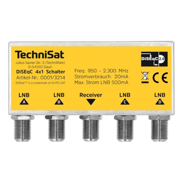 TechniSat DiSEqC 4x1 Schalter 4 Sat-Positionen für 1 Teilnehmer