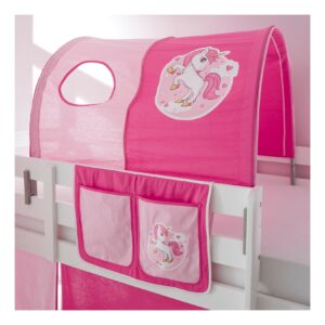 Tunnel + Betttasche Einhorn inkl Befestigung in rosa-pink aus 100% Baumwolle und bei 30° waschbar