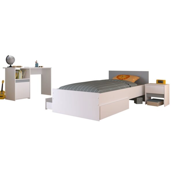 Jugendzimmer Pirouette 27 Parisot 3-tlg Bett 90*200 cm + Nachtkommode + Schreibtisch weiß