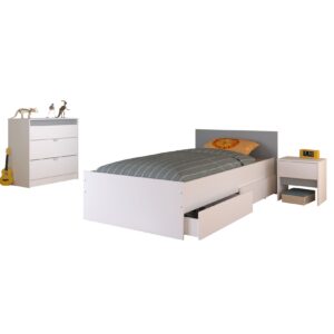 Jugendzimmer Pirouette 26 Parisot 3-tlg Bett 90*200 cm + Nachtkommode + Kommode weiß