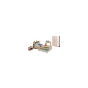 Kinderzimmer Charly 10 Parisot 4-teilig Bett 90*200 cm mit 3-trg. Kleiderschrank Akazie beige - weiß