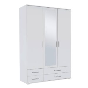 Kleiderschrank Rasa 3-trg mit 1 Spiegelfront weiß B 127 cm - H 188 cm - T 52 cm