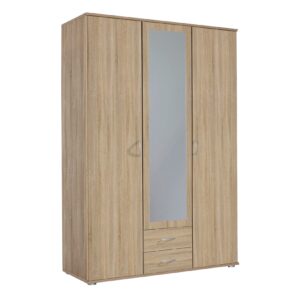 Kleiderschrank Sara 3-trg mit 1 Spiegelfront beige B 127 cm - H 188 cm - T 52 cm