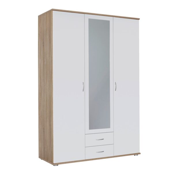 Kleiderschrank Sara 3-trg mit 1 Spiegelfront weiß B 127 cm - H 188 cm - T 52 cm