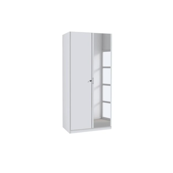 Kleiderschrank Caro 2-trg mit 1 Spiegelfront weiß B 91 cm - H 197 cm - T 54 cm