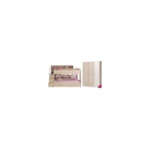 Kinderzimmer Bibop 43 Parisot Bett + Kleiderschrank + Regale + Podest-Leiter + Bettschubkasten beige