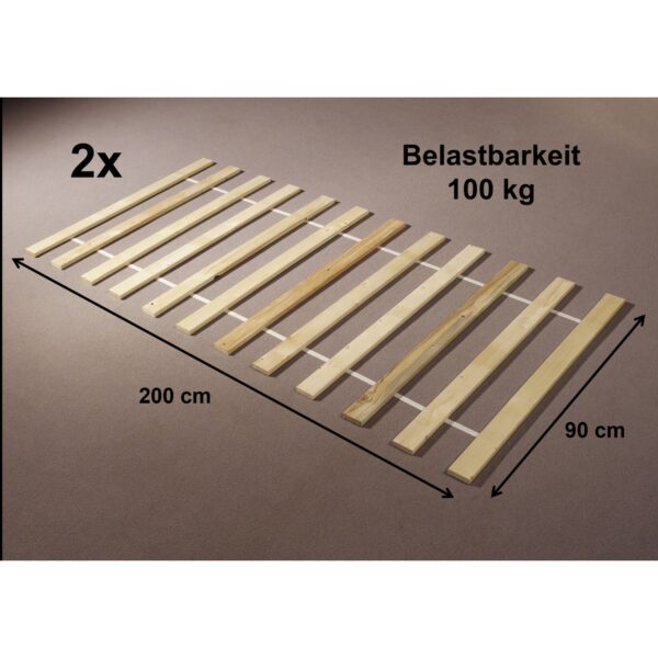 Doppelpack Rollrost Rolly 90*200 cm 13 Holzleisten Fichte massiv