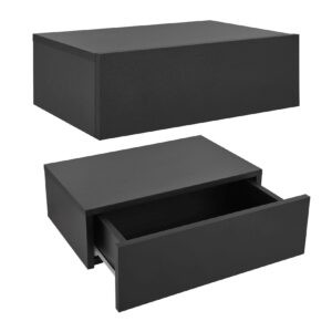 Juskys Wandregal Nachttisch hängend 2er Set Holz 46x30x15 cm - 1 Schublade Nachtkommode Schwarz