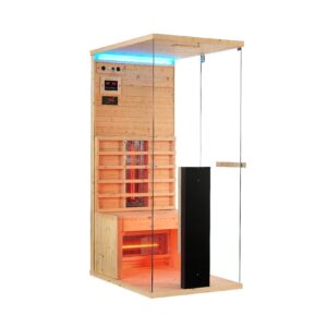 Artsauna Infrarotkabine Kolari80 - 3 Vollspektrum Rubin-Halogenstrahler mit LED-Licht - 1 Person