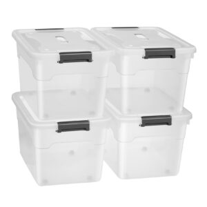 Juskys Aufbewahrungsbox mit Deckel - 4er Set Kunststoff Boxen 45l - Box stapelbar