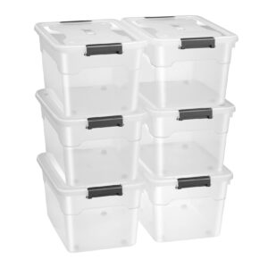 Juskys Aufbewahrungsbox mit Deckel - 6er Set Kunststoff Boxen 45l - Box stapelbar