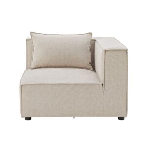 Juskys modulares Sofa Domas in Stoff Beige - Ecksofa Rechts mit Armlehne & Kissen - kombinierbar