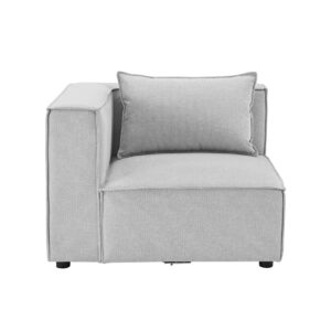 Juskys modulares Sofa Domas in Stoff Hellgrau - Ecksofa Links mit Armlehne & Kissen - kombinierbar