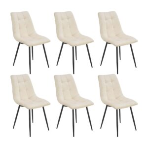 Juskys Esszimmerstühle Blanca 6er Set - Samt Stühle gepolstert - Stuhl Esszimmer & Küche Beige