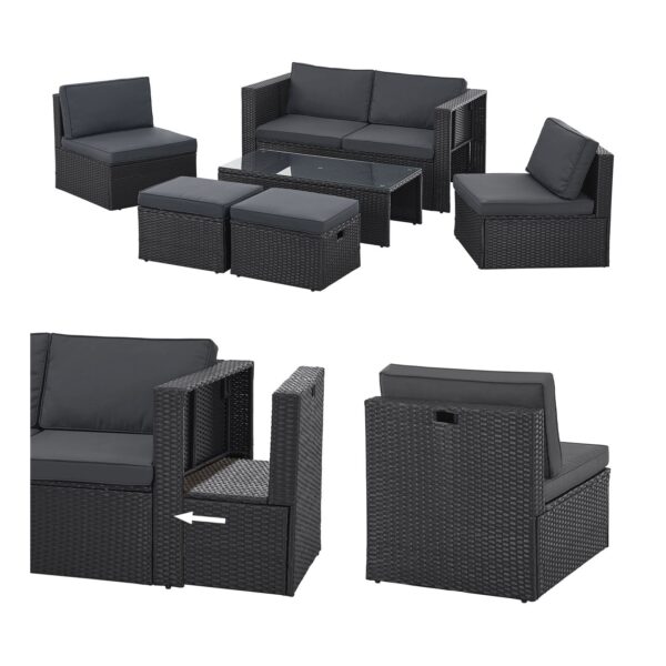 Juskys Polyrattan Gartenmöbel Set Salou - Outdoor Lounge für 6 Personen