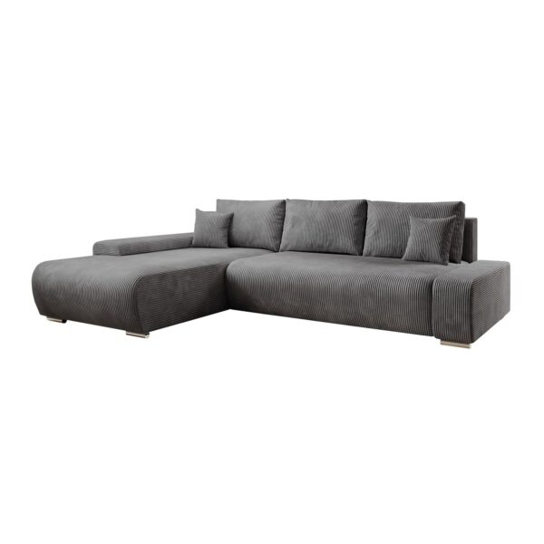 Juskys Sofa Iseo Links mit Schlaffunktion - Stoff Couch L Form für Wohnzimmer - Dunkelgrau