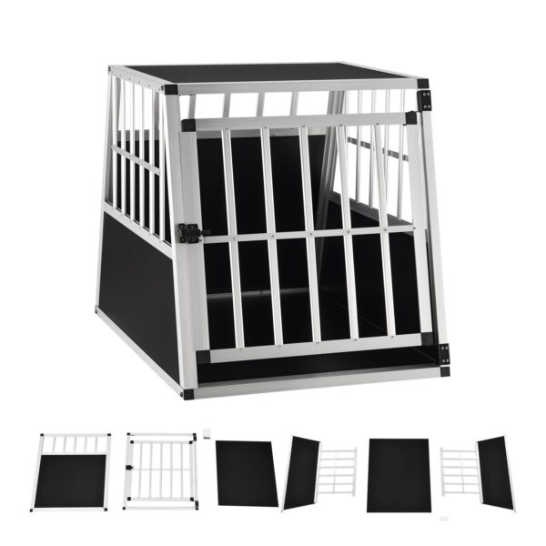 Juskys Alu Hundetransportbox L-X - 65×91×69 cm verschließbar & pflegeleicht - Hundebox Hunde