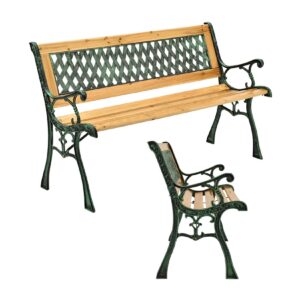 Juskys Gartenbank Pisa – 2-Sitzer Sitzbank mit Armlehnen & Rückenlehne – 122x54x73 cm