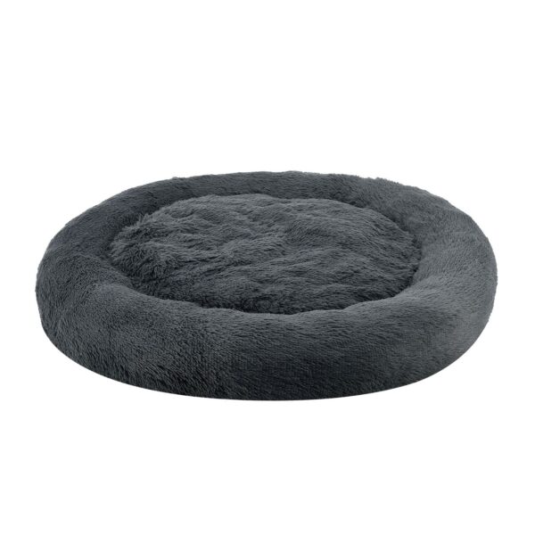 Juskys Haustierbett Monty XXXL 120 cm rund – Hundebett Donut-Form flauschig & waschbar Dunkelgrau