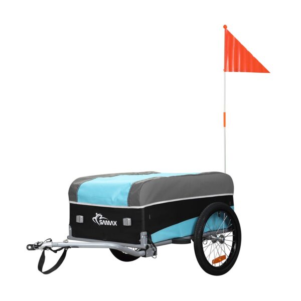 SAMAX Lastenanhänger / Fahrradanhänger für 40 Kg / 120 Liter in Blau / Grau - Sport Edition