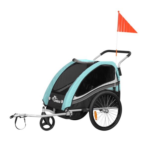 SAMAX 360° drehbarer Fahrradanhänger 2in1 Jogger - in Türkis - Black Edition