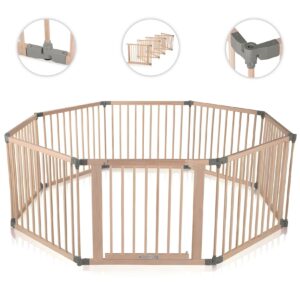 Baby Vivo Laufgitter aus Holz 8 Elemente - individuell verstellbar - PREMIUM in Grau