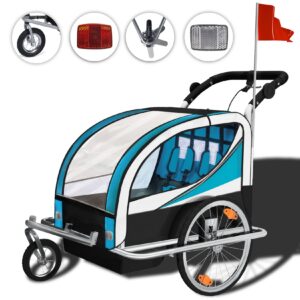 SAMAX 360° drehbarer Fahrradanhänger 2in1 Jogger - in Blau - Silver Frame