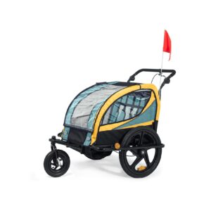 SAMAX 360° drehbarer Fahrradanhänger 2in1 Jogger - in Blau / Gelb - Black Frame