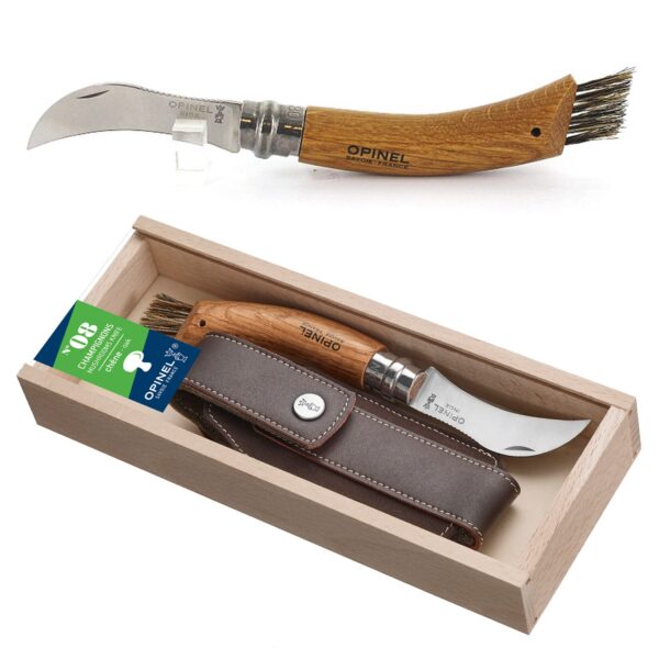 OPINEL Pilzmesser + Etui Taschenmesser Schwammerl Klappmesser Pilz Bürste Eiche