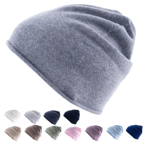 GOLDEN GOAT Strickmütze Arley Beanie Unisex Winter Mütze 100% Kaschmir Wolle Farbe: cloud grey