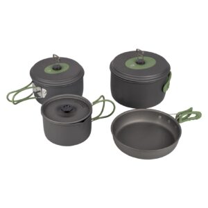 BO-CAMP Alu Kochset 4-teilig Camping Koch Geschirr Trekking Topf Outdoor Pfanne