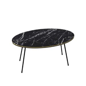 Couchtisch Marmor Optik Oval Schwarz 22126948