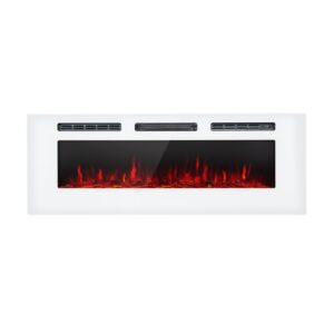 Galeras Elektrischer Wand- und Einbaukamin 1800 W LED 3 Farben Timer Weiß 127 x 47 x 13 cm