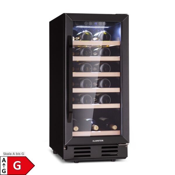 Vinovilla 29 Built-In Weinkühlschrank 81 l / 29 Fl. 1 Zone Glastür Edelstahl Schwarz 81 Liter / 29 Flaschen