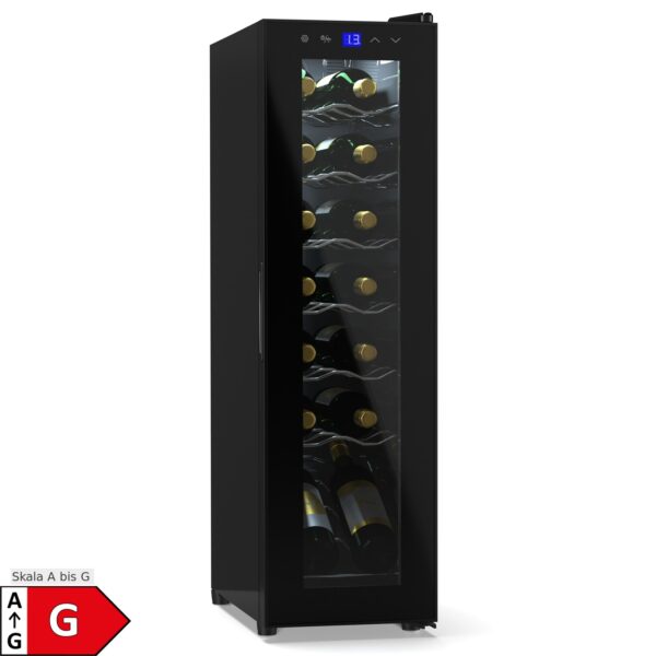 Shiraz 14 Slim Uno Weinkühlschrank 14 Flaschen 5 - 18 °C Touch-Control Schwarz 14 Flaschen 1 Kühlzone