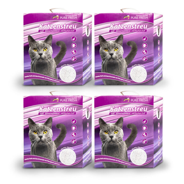 KAHU® PURE FRESH Katzenstreu mit Babypuderduft • Klumpstreu • Naturmaterial weisses Kalzium-Bentonit • Naturstreu • 6l (5