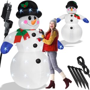 KESSER® Aufblasbarer Schneemann XXL 240cm LED-Beleuchtung Befestigungsmaterial Deko Schneemann Weihnachten