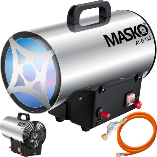 MASKO® Gasheizgebläse Gasheizer Heizkanone Gasheizstrahler Bauheizer Gas Heizgerät heizstrahler Heißluftgenerator inkl. Gasschlauch & Druckminderer Heizgebläse für handelsübliche Gasflaschen