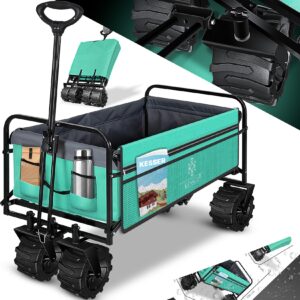 KESSER® Bollerwagen faltbar mit Breite Reifen Handwagen Transportkarre Gerätewagen   inkl. 2 Netztaschen   klappbar   Kunststoff-Reifen   bis 120 kg Tragkraft transportwagen Gartenanhänger