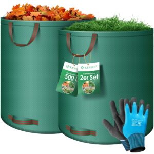 KESSER® Gartensack Set Laubsack Gartenabfallsack inkl. Handschuhe - Selbststehend 4 Griffe Stabil Robust & Faltbar - Laubsäcke Rasenschnitt Gartensäcke für Gartenabfälle Grünschnitt