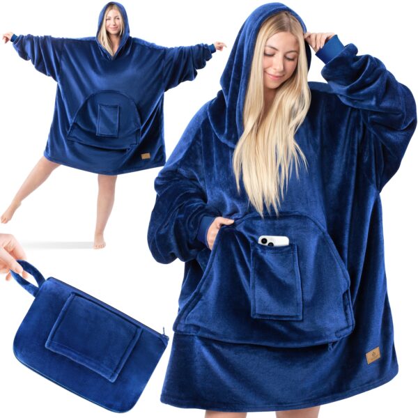 KESSER® Hoodie Decke Kuscheldecke mit Ärmeln Deckenpullover Vielseitig Tragbare Decke zum Anziehen für Damen & Herren