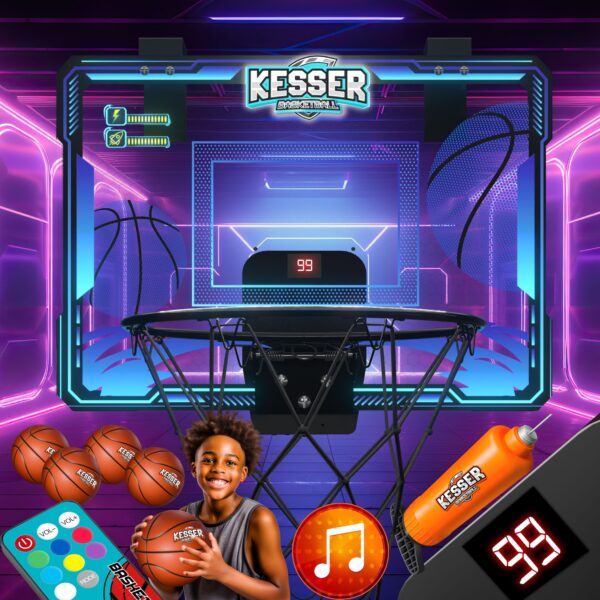 KESSER® Mini-Basketballkorb fürs Zimmer & Büro   Tür-Basketballkorb Indoor & Outdoor   Basketball-Board für Kinder-Zimmer & Wandmontage   Basketballbrett inkl. Ballnetz Pumpe & Ball