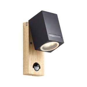 BRILLIANT Lampe Galeni Außenwandleuchte Bewegungsmelder schwarz/natur   1x PAR51