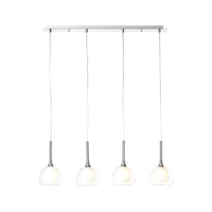 BRILLIANT Lampe Hadan Pendelleuchte 4flg chrom/weiß-transparent   4x D45