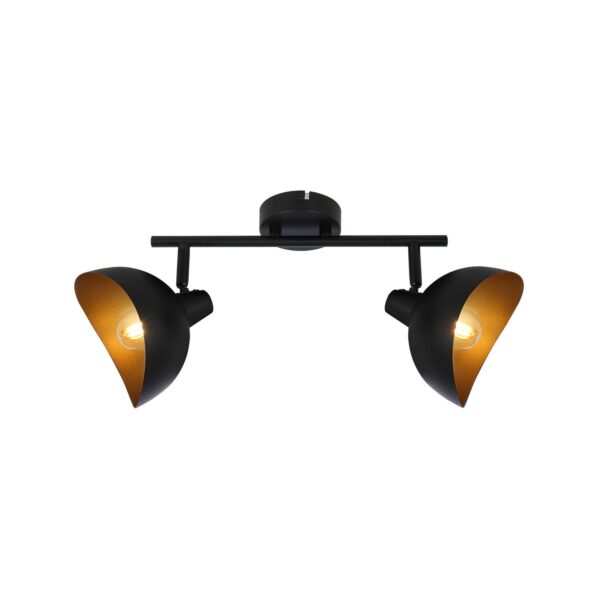 BRILLIANT Lampe Layton Spotrohr 2flg schwarz matt/gold   2x D45