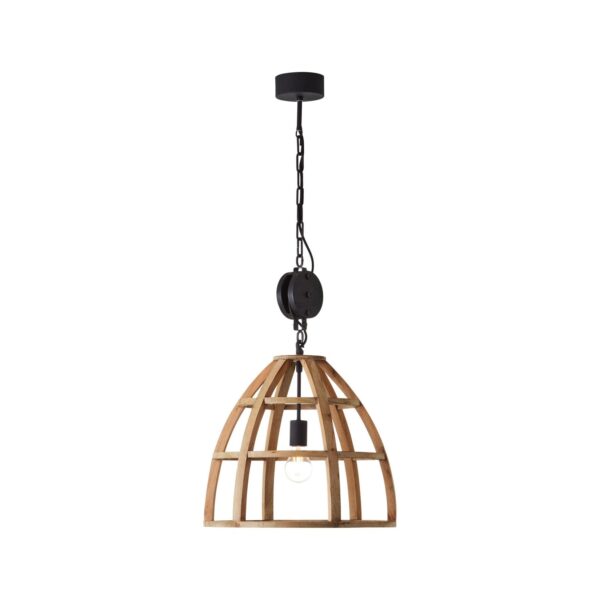 BRILLIANT Lampe Matrix Nature Pendelleuchte 47cm antik holz/schwarz korund   1x A60