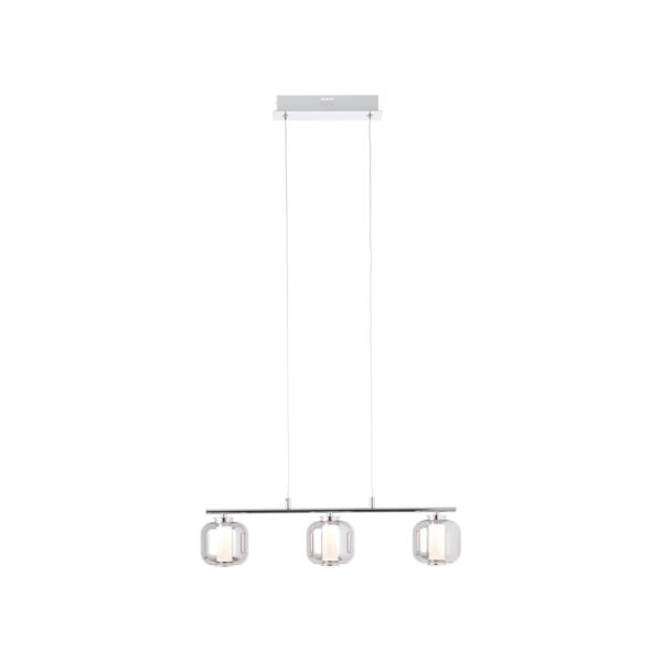 BRILLIANT Rafa LED Pendelleuchte 3flg Balken chrom/rauchglas Innenleuchten