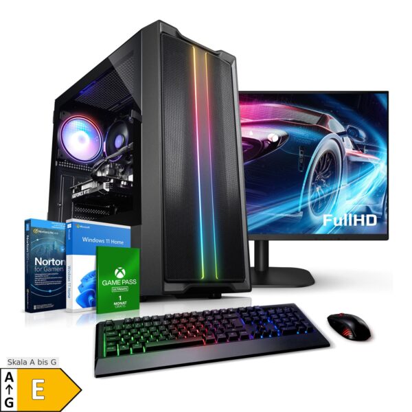 PC Set Gaming mit 23.8 Zoll TFT Complete AMD Ryzen 5 5500