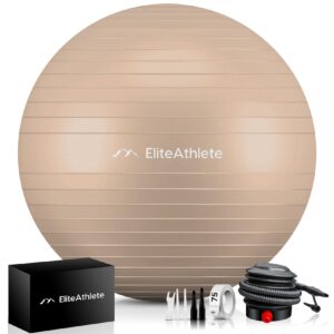 EliteAthlete® Gymnastikball Sitzball Büro ergonomisch mit Anti Burst System - Fitness Yoga Pilates Schwangerschaft - Schwangerschaftsball Fitnessball Yogaball - Yoga Ball inkl. Luftpumpe - Cappu 75cm